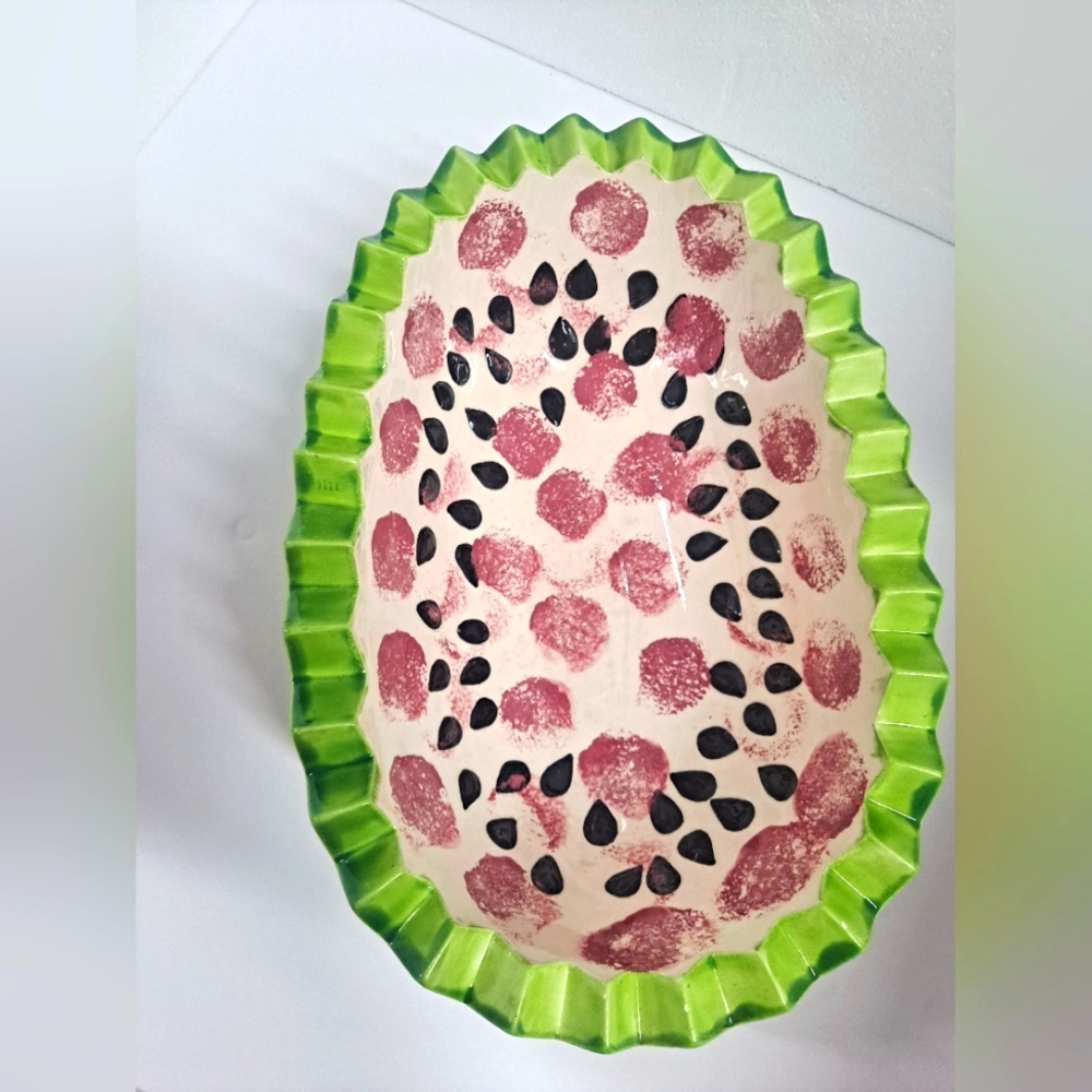 WATERMELON SERVING BOWL FRUIT DECOR CERAMIC